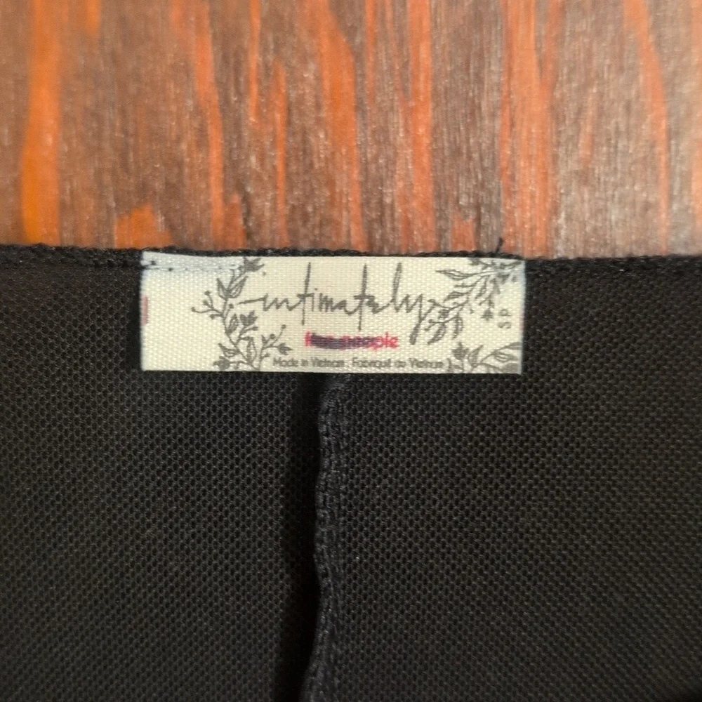 Intimately Free People Black Long Sleeve Velvet Top Size Small